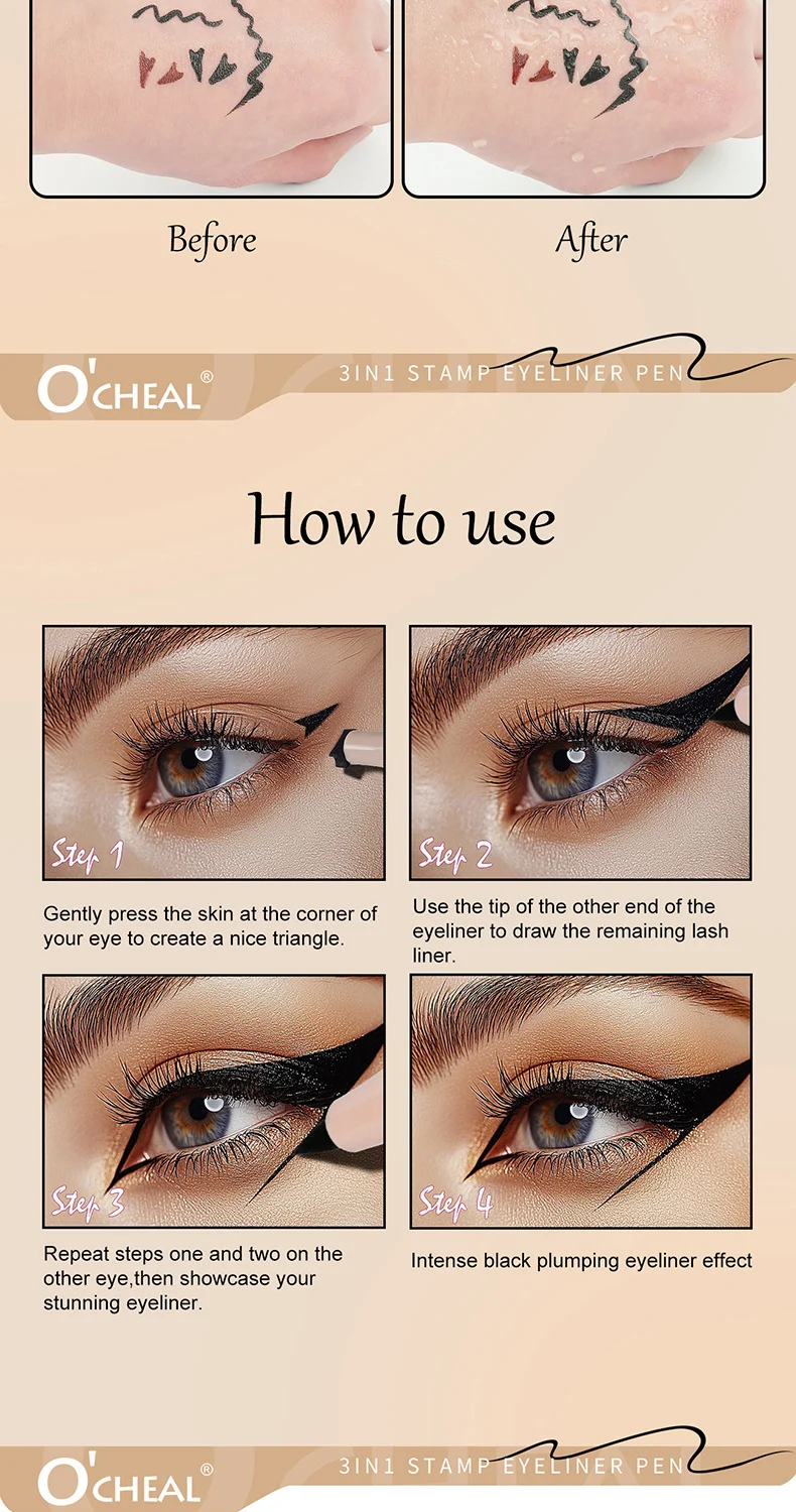 3-in-1 Stamp Eyeliner Pen Waterproof Winged Eyeliner with Dual Tip 10 3 in 1 stamp eyeliner pen dual tip waterproof sit h2cwnnwk desc 10
