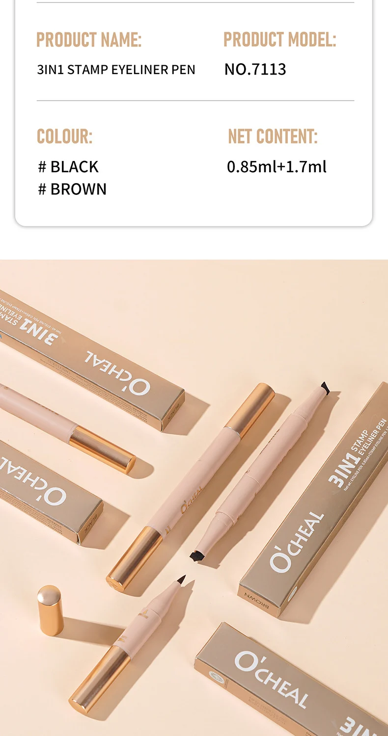 3-in-1 Stamp Eyeliner Pen Waterproof Winged Eyeliner with Dual Tip 12 3 in 1 stamp eyeliner pen dual tip waterproof sit h2cwnnwk desc 12