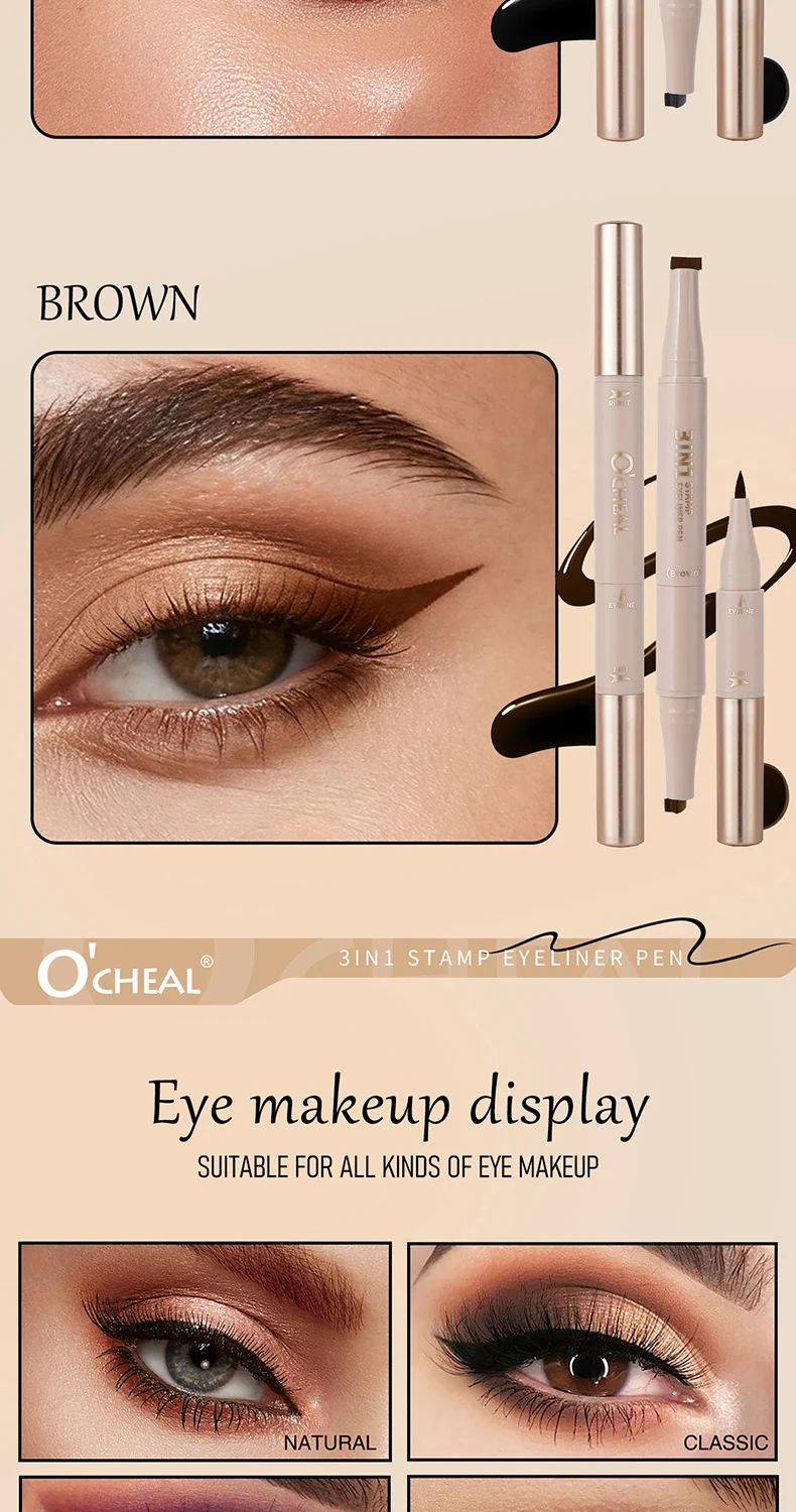 3-in-1 Stamp Eyeliner Pen Waterproof Winged Eyeliner with Dual Tip 8 3 in 1 stamp eyeliner pen dual tip waterproof sit h2cwnnwk desc 8