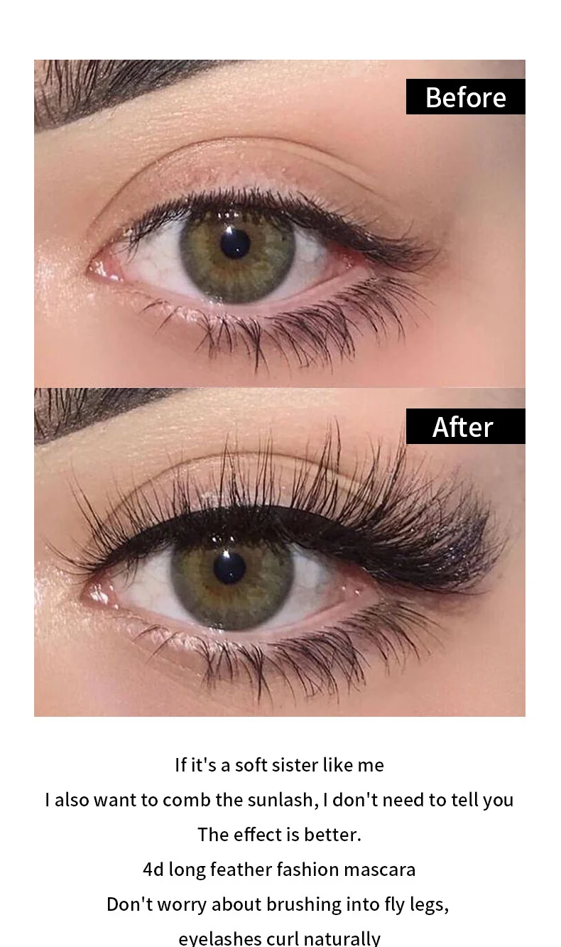4D Mascara Waterproof Long-Lasting Volumizing and Curling Eyelash Makeup 8 4d long feather mascara waterproof sit btdkaj93 desc 8