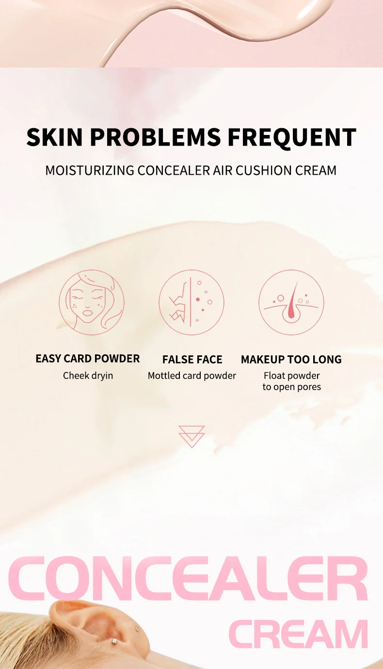 Air Cushion Cream Moisturizing Concealer BB Foundation Hydrating Flawless Lightweight Natural Coverage 2 air cushion cream moisturizing concealer bb foundation sit cbh8ax55 desc 2