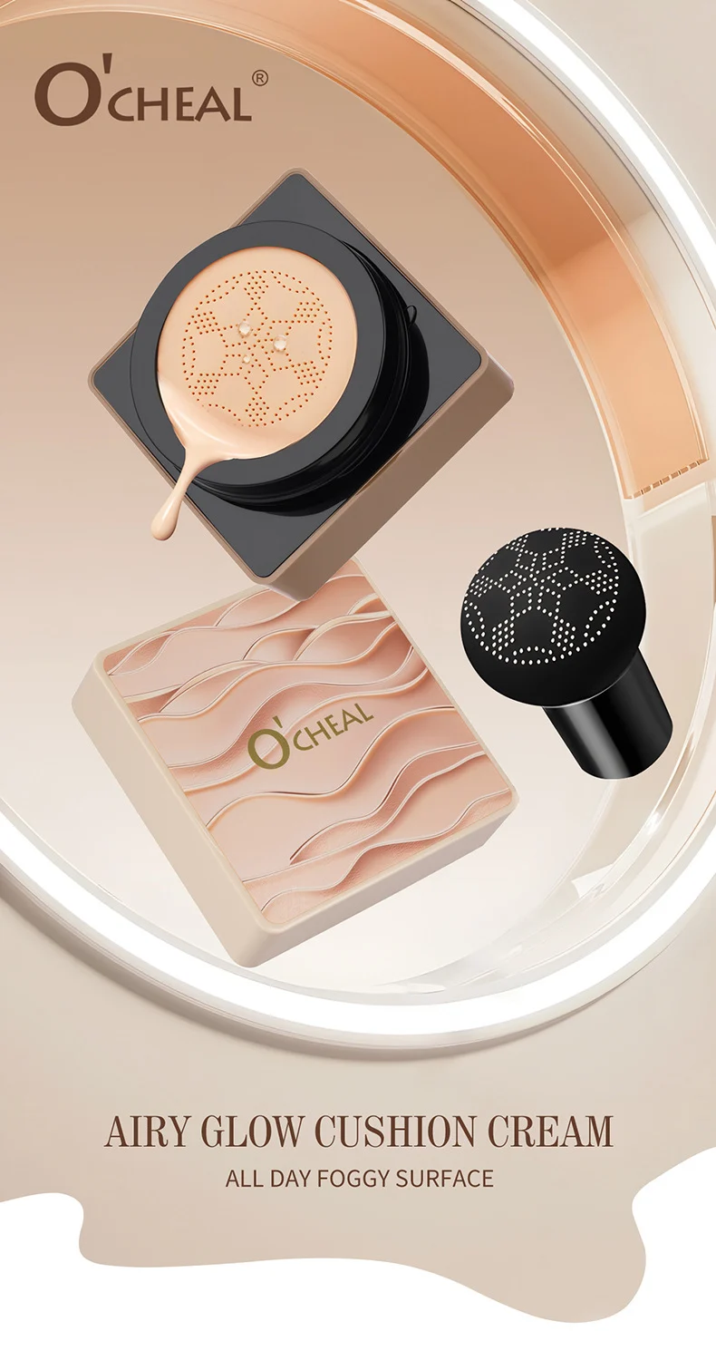 Air Cushion Foundation Mushroom Head Airy Glow Cushion Cream Concealer Moisturizing Long-Lasting 1 airy glow mushroom head cushion foundation concealer sit wym3pada desc 1
