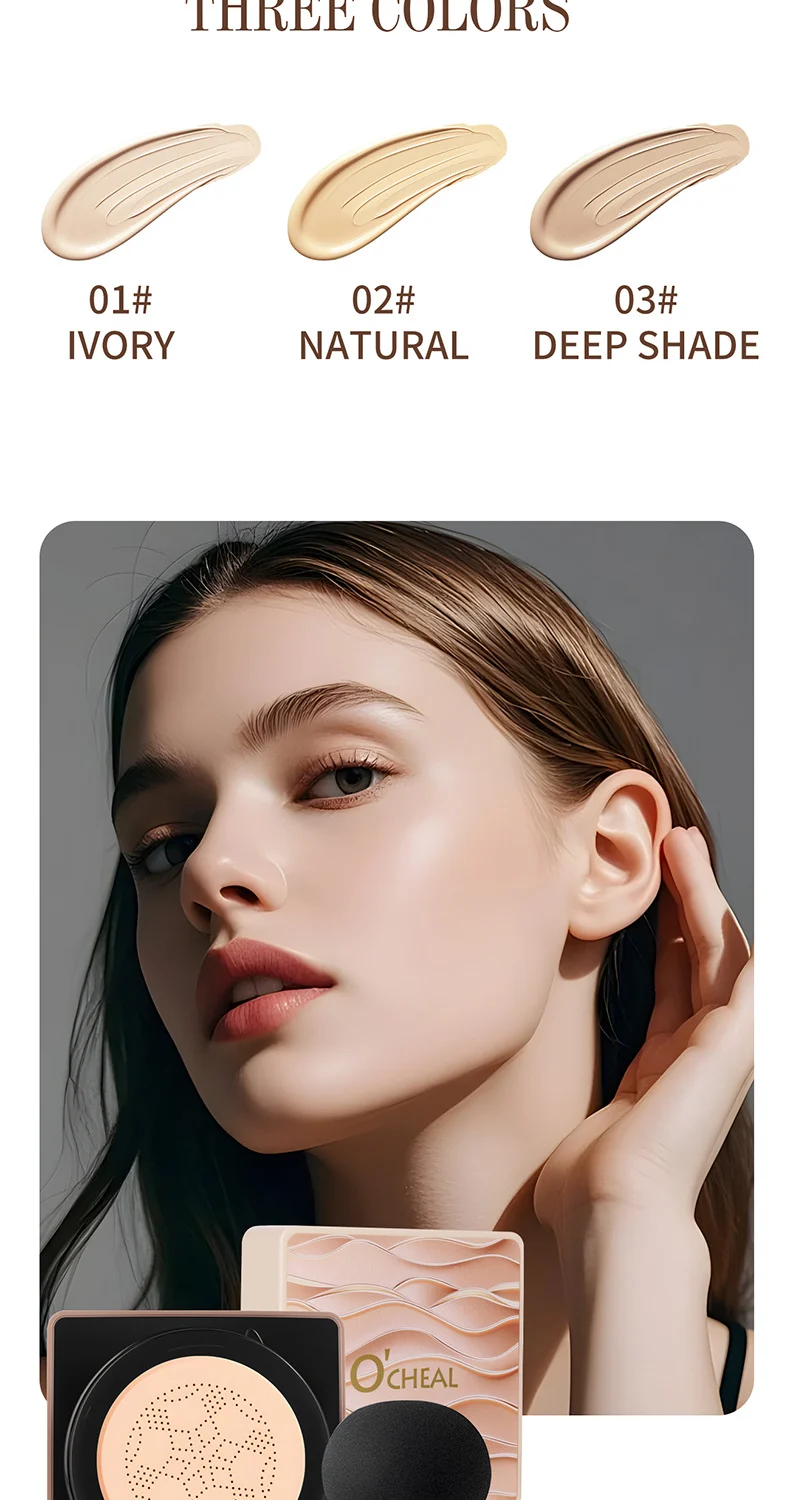 Air Cushion Foundation Mushroom Head Airy Glow Cushion Cream Concealer Moisturizing Long-Lasting 11 airy glow mushroom head cushion foundation concealer sit wym3pada desc 11