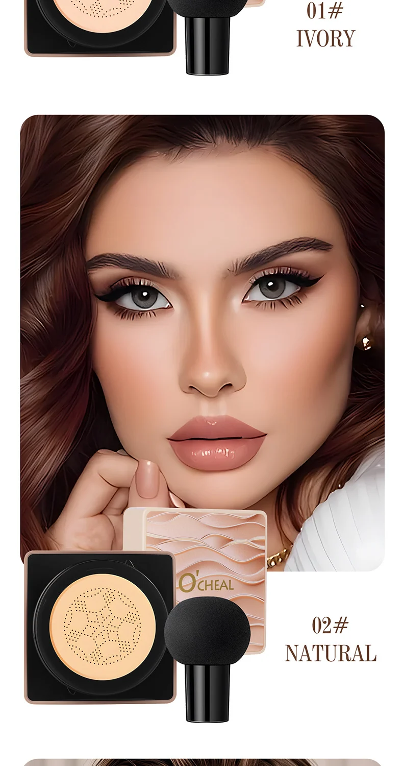Air Cushion Foundation Mushroom Head Airy Glow Cushion Cream Concealer Moisturizing Long-Lasting 12 airy glow mushroom head cushion foundation concealer sit wym3pada desc 12