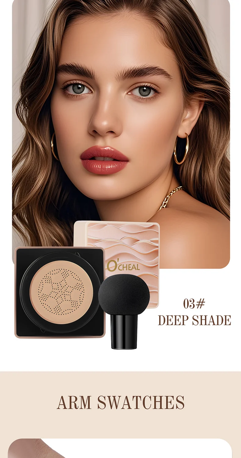 Air Cushion Foundation Mushroom Head Airy Glow Cushion Cream Concealer Moisturizing Long-Lasting 13 airy glow mushroom head cushion foundation concealer sit wym3pada desc 13