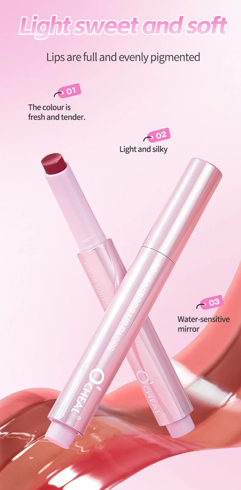 Aqua Mirror Lip Gloss Matte Waterproof Long-Lasting Lipstick Pen Non-Sticky Hydrating Lip Stain 5 aqua mirror lip gloss matte waterproof lipstick pen sit z9m528r7 desc 5
