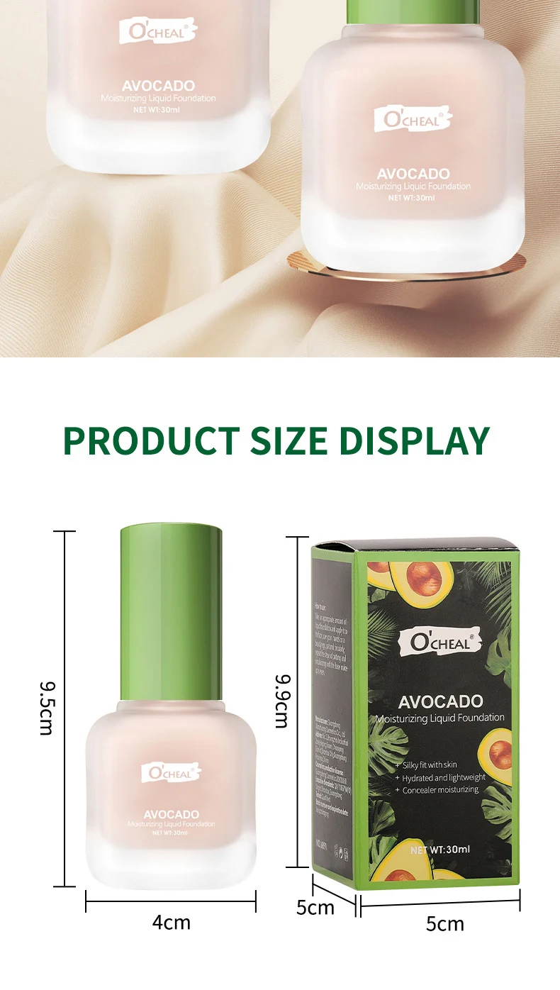 Avocado Moisturizing Liquid Foundation 30ml Lightweight Full Coverage BB Cream 15 avocado moisturizing liquid foundation sit t5cvdnfm desc 15