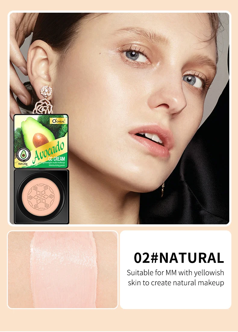 Avocado Mushroom Head Air Cushion CC Cream Concealer Hydrating Long-Lasting Brightening BB Cream 13 avocado mushroom head air cushion cc cream sit 9qjd24hz desc 13