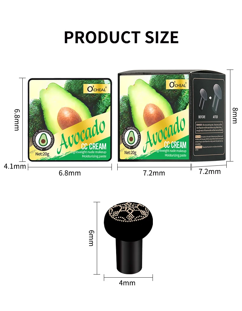 Avocado Mushroom Head Air Cushion CC Cream Concealer Hydrating Long-Lasting Brightening BB Cream 17 avocado mushroom head air cushion cc cream sit 9qjd24hz desc 17