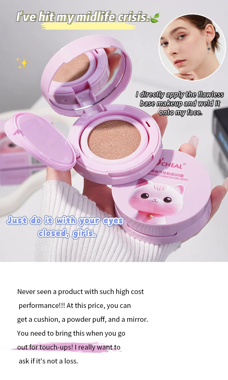 BB Cushion Foundation Full Coverage Concealer Hydrating Lightweight Foundation Natural Finish Non-Caking 3 bb cushion foundation full coverage concealer hydrating sit 7gtxn24y desc 3