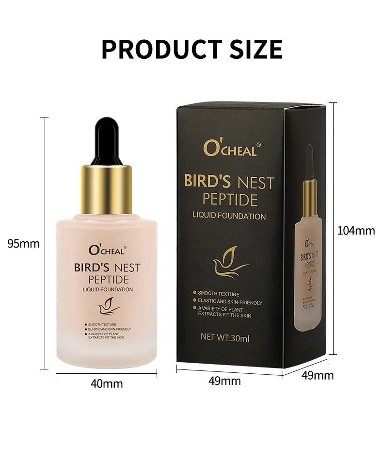 Bird's Nest Peptide Liquid Foundation Waterproof Hydrating Concealer BB Cream 17 bird s nest peptide liquid foundation concealer bb cream sit 9jqzskhp desc 17