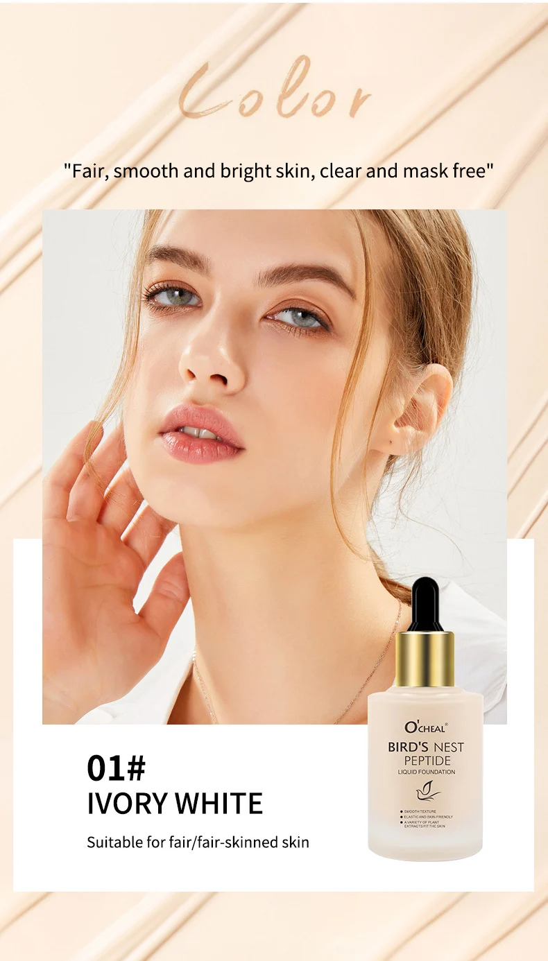 Bird's Nest Peptide Liquid Foundation Waterproof Hydrating Concealer BB Cream 9 bird s nest peptide liquid foundation concealer bb cream sit 9jqzskhp desc 9