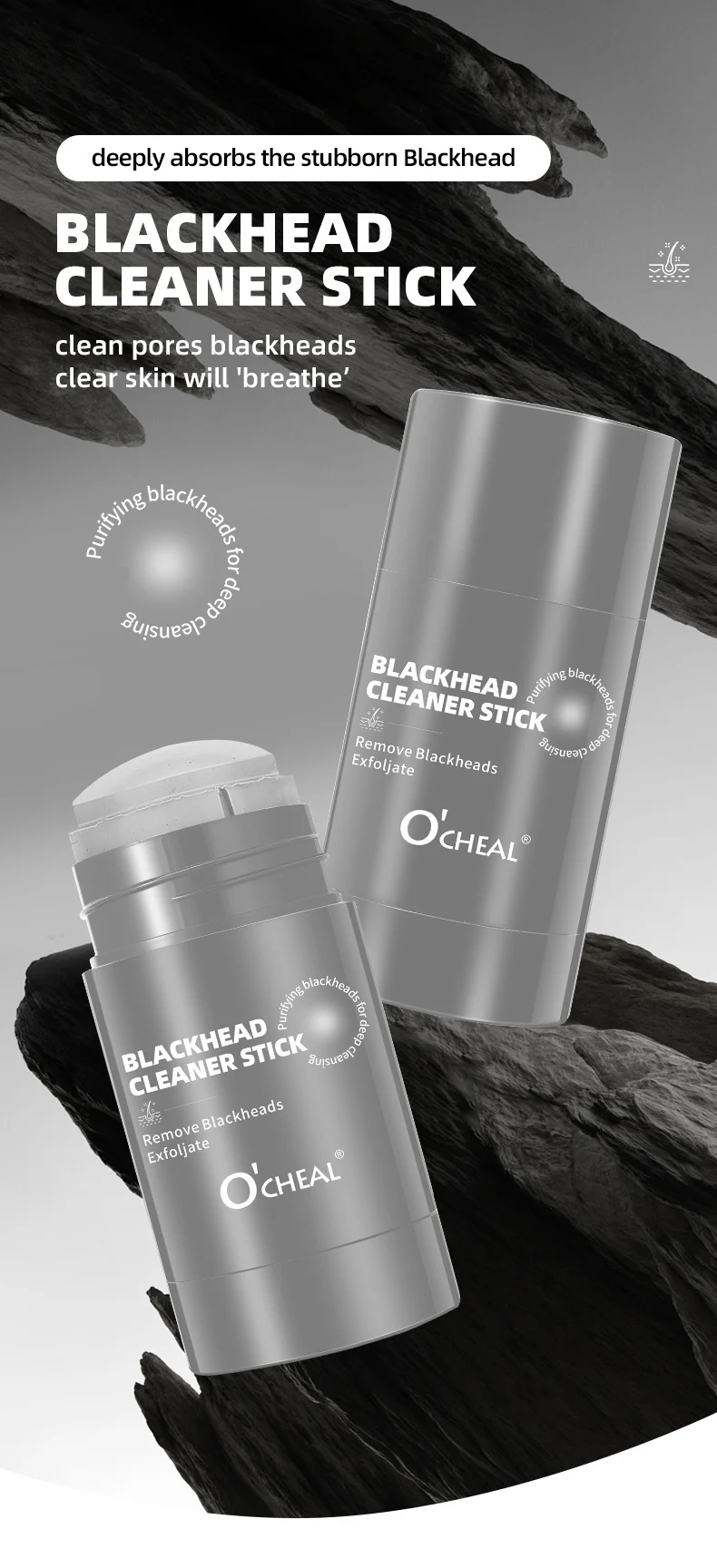 Blackhead Cleaner Stick Deep Cleansing Pore Clay Mask Solid Stick for Blackhead Removal 1 blackhead cleaner stick solid clay mask sit yhtjm23g desc 1