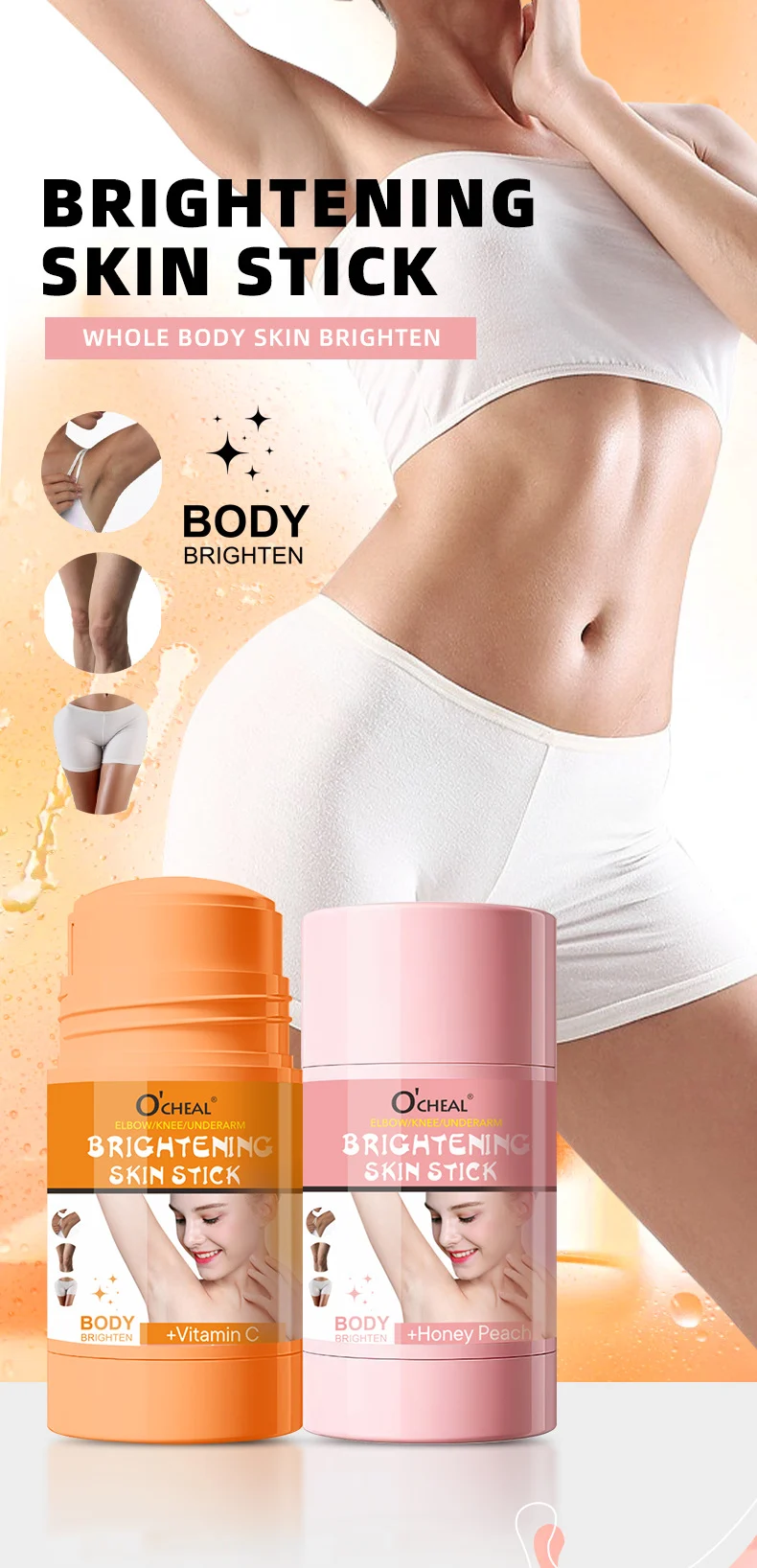 Brightening Skin Stick Whole Body Moisturizer for Dark Spots Elbows Knees Underarms 5 brightening skin stick body moisturizer dark spots sit hszkxuab desc 5