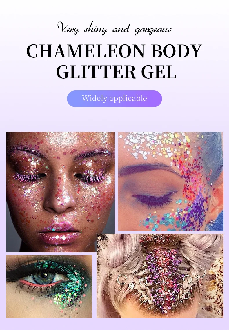 Chameleon Glitter Body Gel Long-Lasting Shine Face & Body Makeup 2 chameleon glitter body gel makeup sit yvqa9y2g desc 2