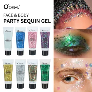 Chameleon Glitter Gel for Face & Body, O'CHEAL Shimmer Sequin Eyeshadow Paste for Stage & Festival Makeup