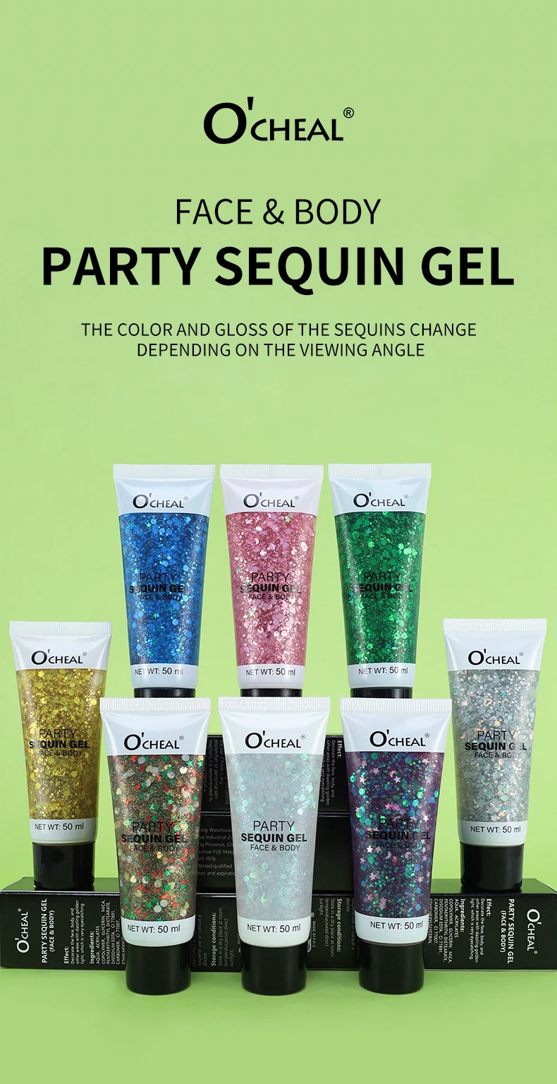 Chameleon Glitter Gel for Face & Body, O'CHEAL Shimmer Sequin Eyeshadow Paste for Stage & Festival Makeup 1 chameleon glitter gel face body sequin sit qt998wsx desc 1