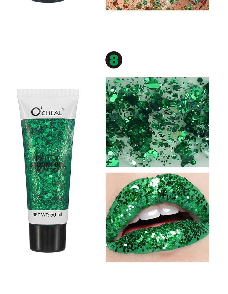 Chameleon Glitter Gel for Face & Body, O'CHEAL Shimmer Sequin Eyeshadow Paste for Stage & Festival Makeup 11 chameleon glitter gel face body sequin sit qt998wsx desc 11