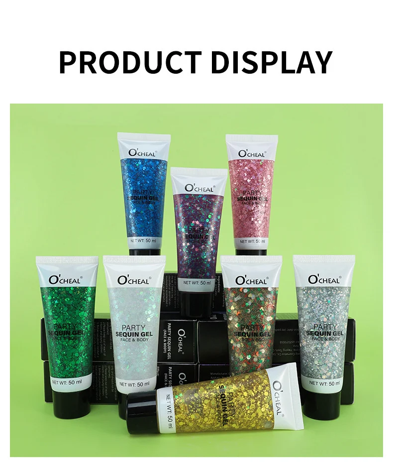 Chameleon Glitter Gel for Face & Body, O'CHEAL Shimmer Sequin Eyeshadow Paste for Stage & Festival Makeup 14 chameleon glitter gel face body sequin sit qt998wsx desc 14