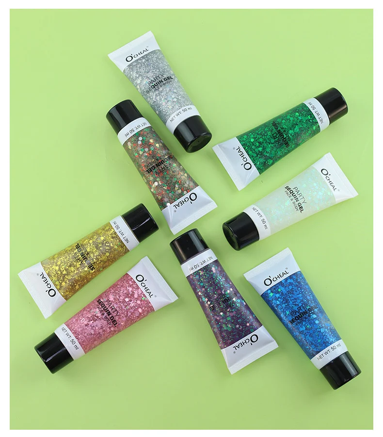 Chameleon Glitter Gel for Face & Body, O'CHEAL Shimmer Sequin Eyeshadow Paste for Stage & Festival Makeup 15 chameleon glitter gel face body sequin sit qt998wsx desc 15