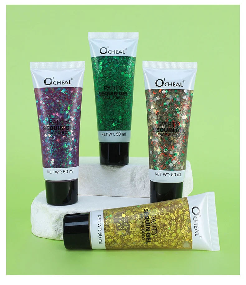Chameleon Glitter Gel for Face & Body, O'CHEAL Shimmer Sequin Eyeshadow Paste for Stage & Festival Makeup 16 chameleon glitter gel face body sequin sit qt998wsx desc 16