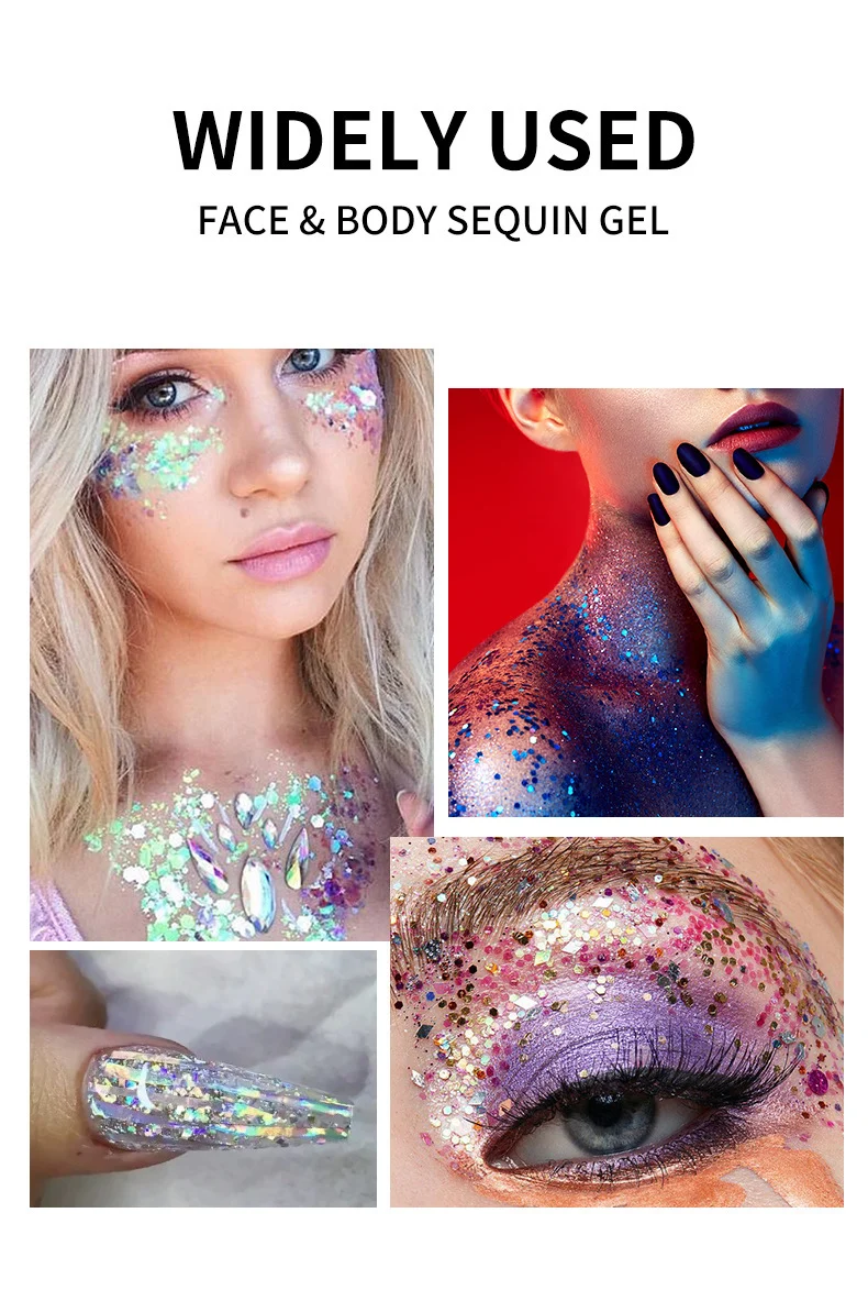 Chameleon Glitter Gel for Face & Body, O'CHEAL Shimmer Sequin Eyeshadow Paste for Stage & Festival Makeup 2 chameleon glitter gel face body sequin sit qt998wsx desc 2