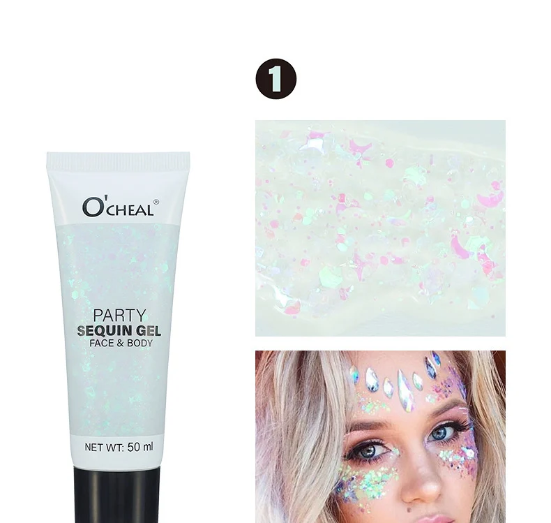 Chameleon Glitter Gel for Face & Body, O'CHEAL Shimmer Sequin Eyeshadow Paste for Stage & Festival Makeup 4 chameleon glitter gel face body sequin sit qt998wsx desc 4