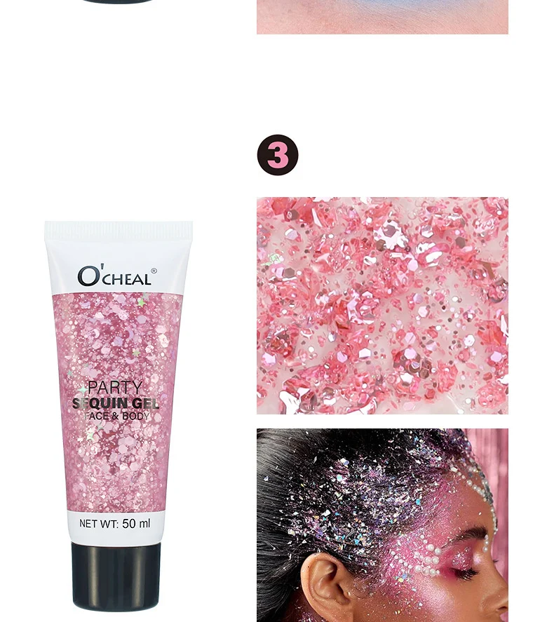 Chameleon Glitter Gel for Face & Body, O'CHEAL Shimmer Sequin Eyeshadow Paste for Stage & Festival Makeup 6 chameleon glitter gel face body sequin sit qt998wsx desc 6