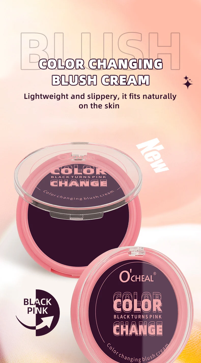 Color-Changing Blush Cream pH Reactive Black to Pink Waterproof Face Brightener 1 color changing blush black to pink sit tafsfaak desc 1
