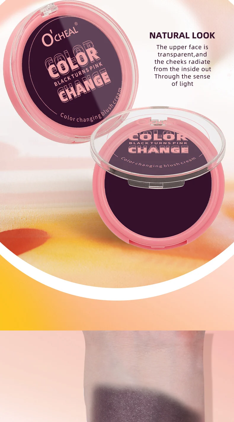 Color-Changing Blush Cream pH Reactive Black to Pink Waterproof Face Brightener 8 color changing blush black to pink sit tafsfaak desc 8
