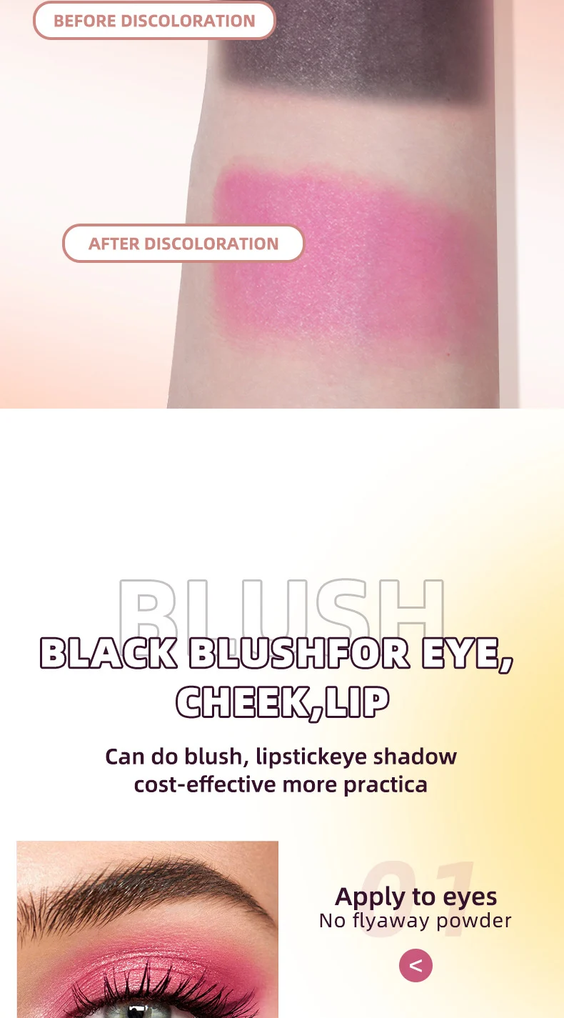 Color-Changing Blush Cream pH Reactive Black to Pink Waterproof Face Brightener 9 color changing blush black to pink sit tafsfaak desc 9