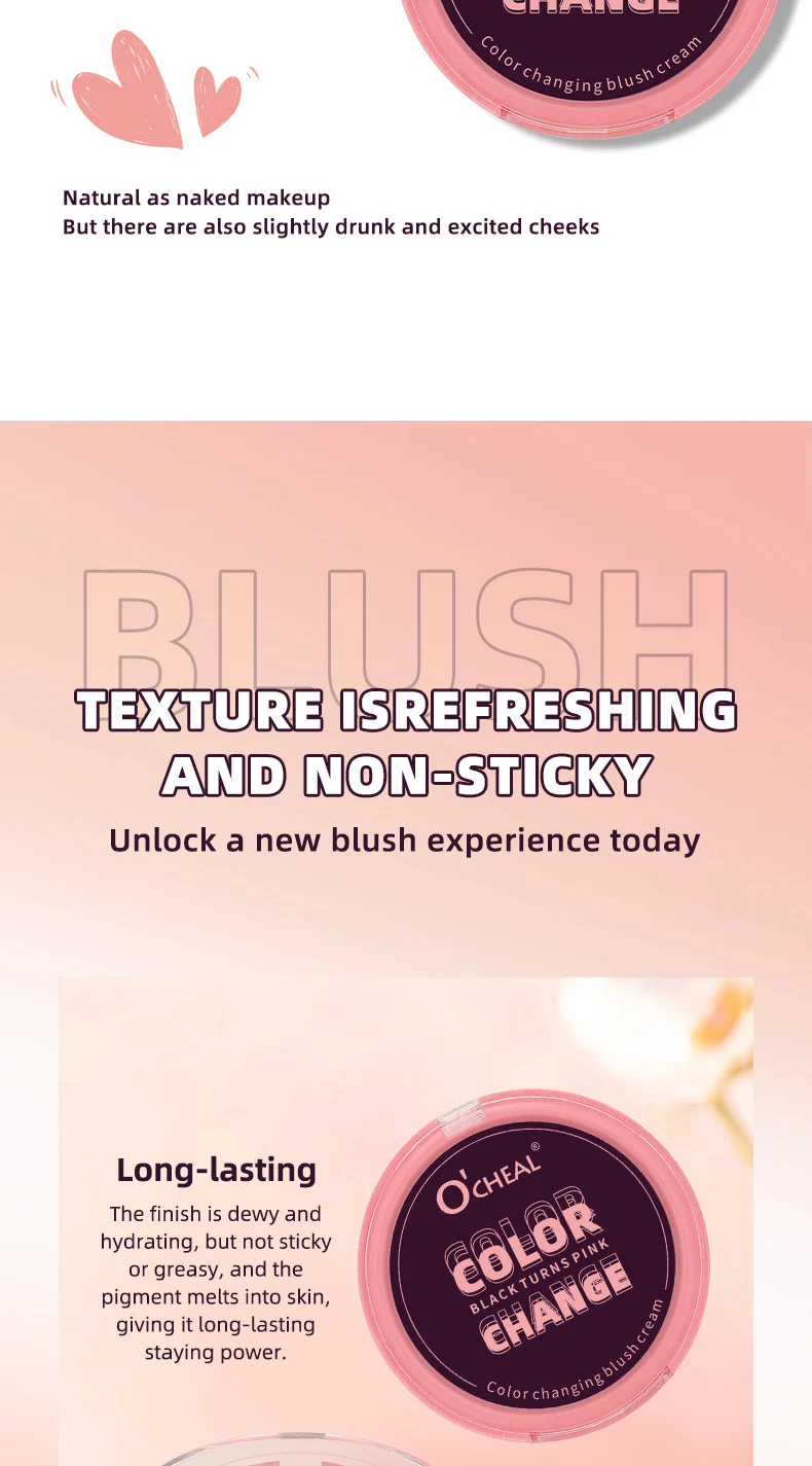 Color Changing Blush Cream 3-in-1 pH Reactive Cheek Lip Eye Multifunctional Makeup 6 color changing blush cream 3 in 1 ph reactive cheek lip eye makeup sit 3kxsce7s desc 6