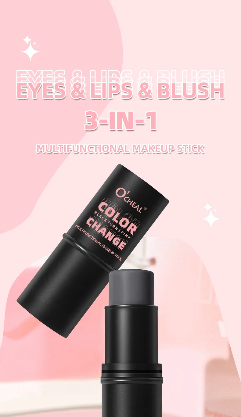 Color Changing Blush Stick O'CHEAL Multifunctional Makeup Stick for Lips Cheeks Eyes 3-in-1 3 color changing blush stick multifunctional makeup stick lips cheeks eyes sit swe84nj4 desc 3
