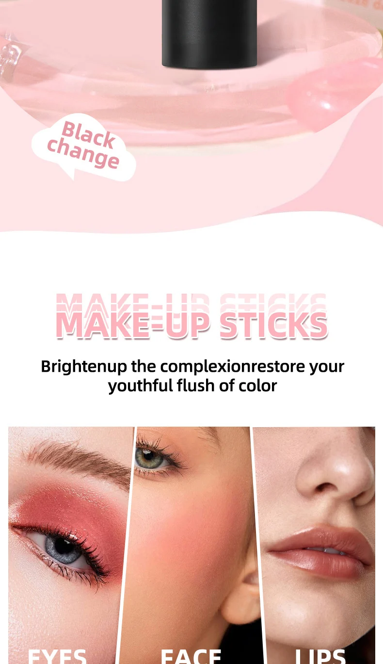 Color Changing Blush Stick O'CHEAL Multifunctional Makeup Stick for Lips Cheeks Eyes 3-in-1 4 color changing blush stick multifunctional makeup stick lips cheeks eyes sit swe84nj4 desc 4