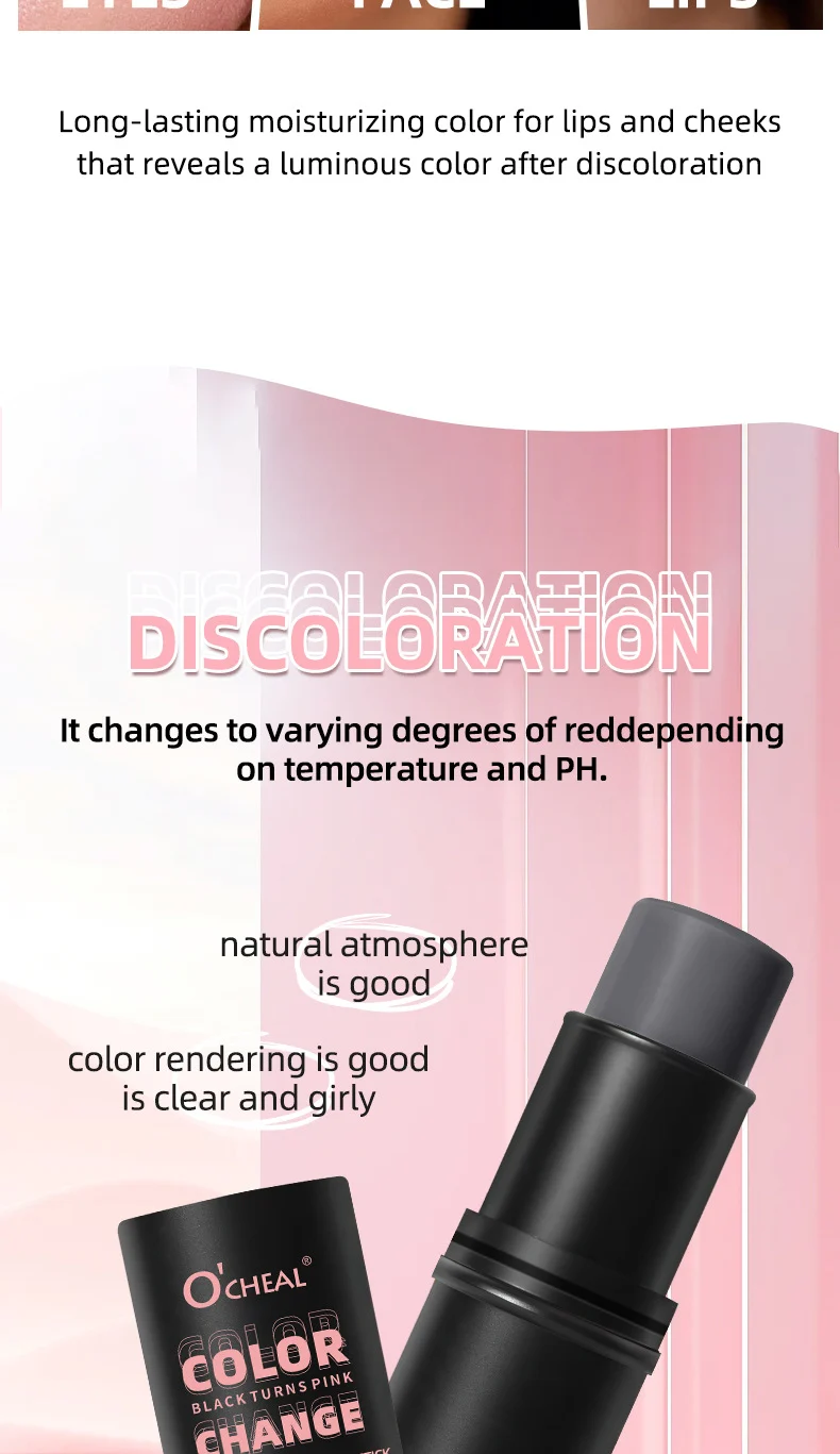 Color Changing Blush Stick O'CHEAL Multifunctional Makeup Stick for Lips Cheeks Eyes 3-in-1 5 color changing blush stick multifunctional makeup stick lips cheeks eyes sit swe84nj4 desc 5