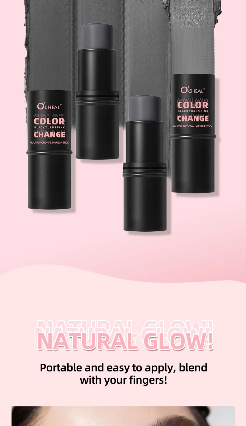 Color Changing Blush Stick O'CHEAL Multifunctional Makeup Stick for Lips Cheeks Eyes 3-in-1 7 color changing blush stick multifunctional makeup stick lips cheeks eyes sit swe84nj4 desc 7