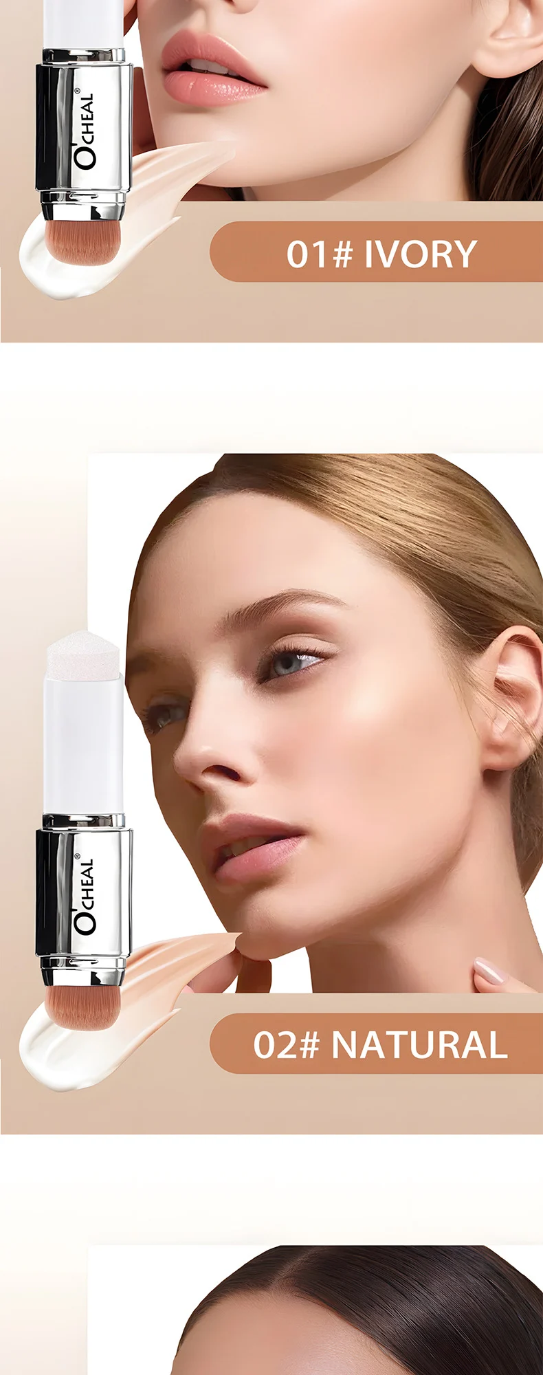 Color Changing Foundation Stick Dual-Head Concealer with Brush, Natural Hydrating Long-Lasting Makeup 11 color changing foundation stick dual head concealer brush sit wk9vp2br desc 11
