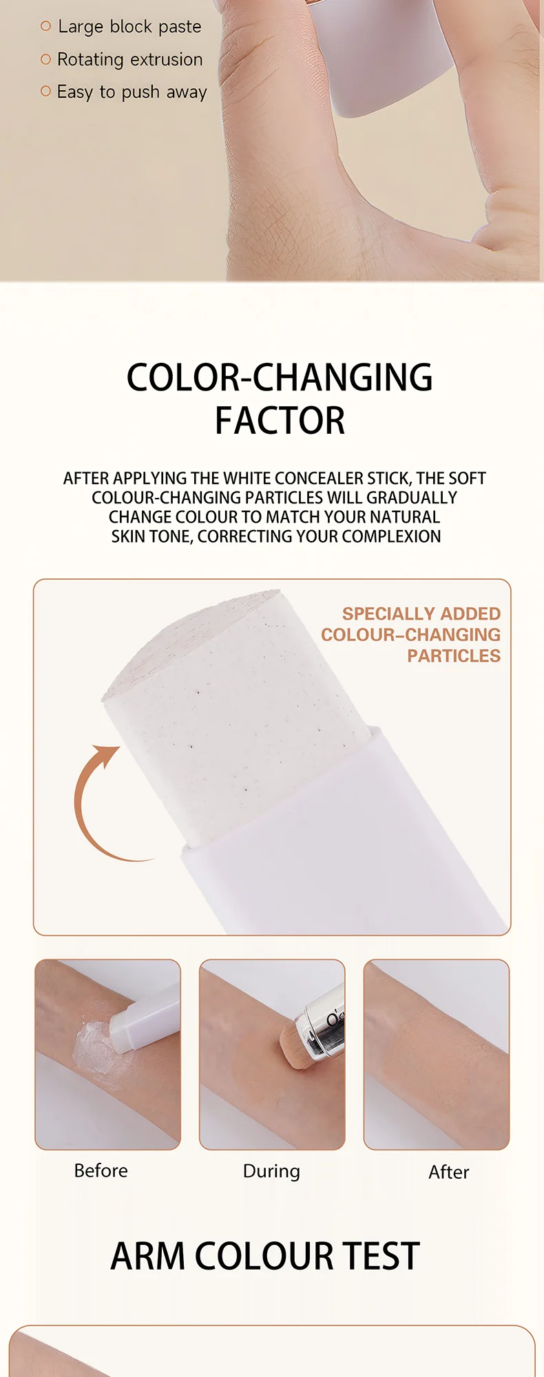 Color Changing Foundation Stick Dual-Head Concealer with Brush, Natural Hydrating Long-Lasting Makeup 13 color changing foundation stick dual head concealer brush sit wk9vp2br desc 13