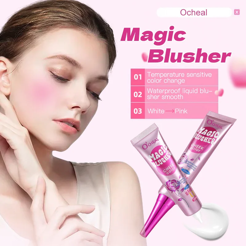 Color Changing Liquid Blush 30ml Waterproof Cream-to-Powder Temperature Sensitive Cheek Tint 2 color changing liquid blush 30ml waterproof cream to powder sit ttk8tfu9 desc 2
