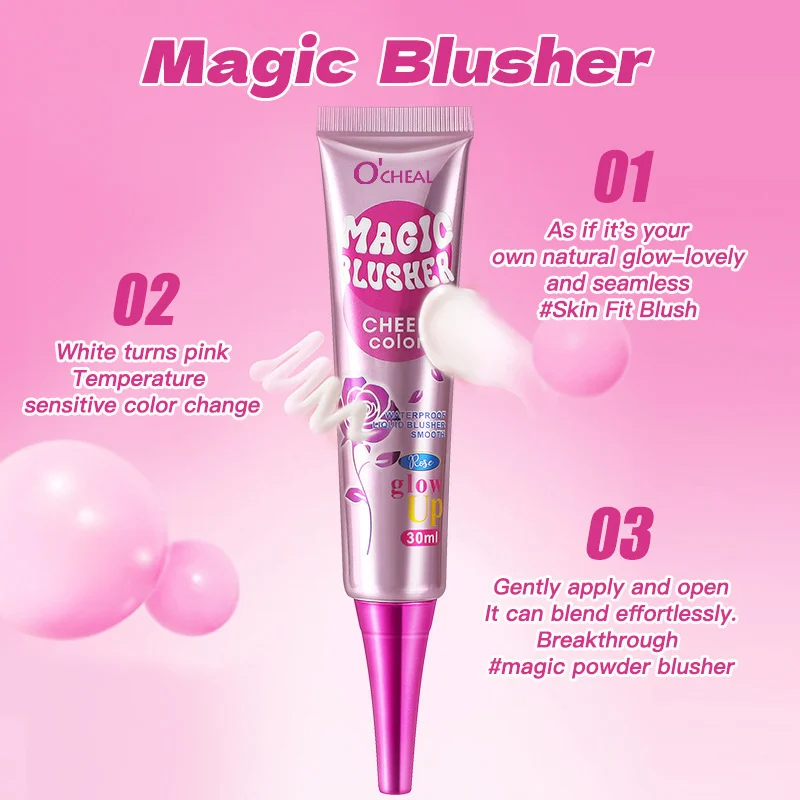 Color Changing Liquid Blush 30ml Waterproof Cream-to-Powder Temperature Sensitive Cheek Tint 4 color changing liquid blush 30ml waterproof cream to powder sit ttk8tfu9 desc 4