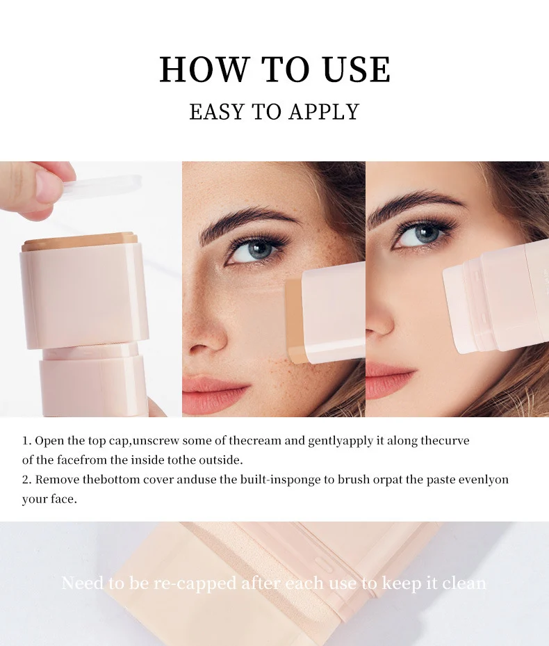 Concealer Foundation Stick 2-in-1 with Built-in Sponge Brush, Hydrating Lightweight Coverage 10 concealer foundation stick 2 in 1 built in sponge brush sit kgjt8ra9 desc 10