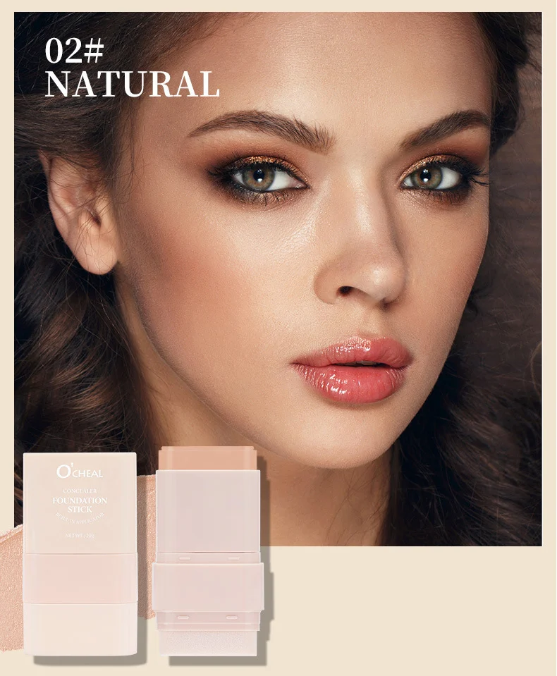 Concealer Foundation Stick 2-in-1 with Built-in Sponge Brush, Hydrating Lightweight Coverage 6 concealer foundation stick 2 in 1 built in sponge brush sit kgjt8ra9 desc 6