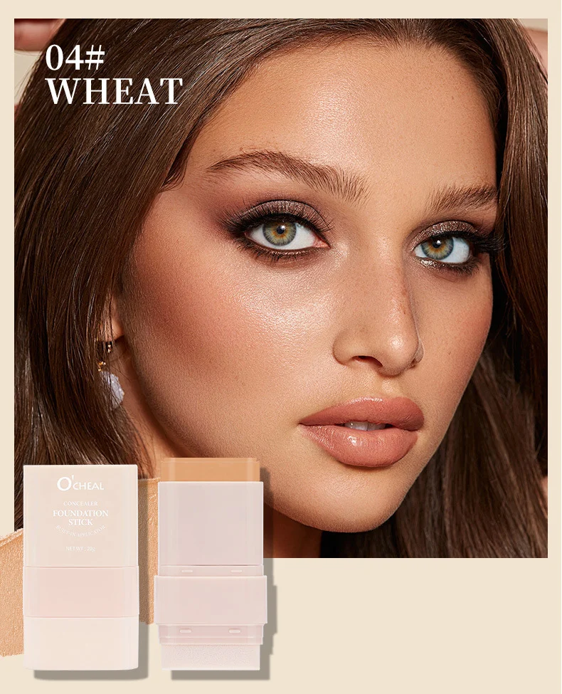 Concealer Foundation Stick 2-in-1 with Built-in Sponge Brush, Hydrating Lightweight Coverage 8 concealer foundation stick 2 in 1 built in sponge brush sit kgjt8ra9 desc 8