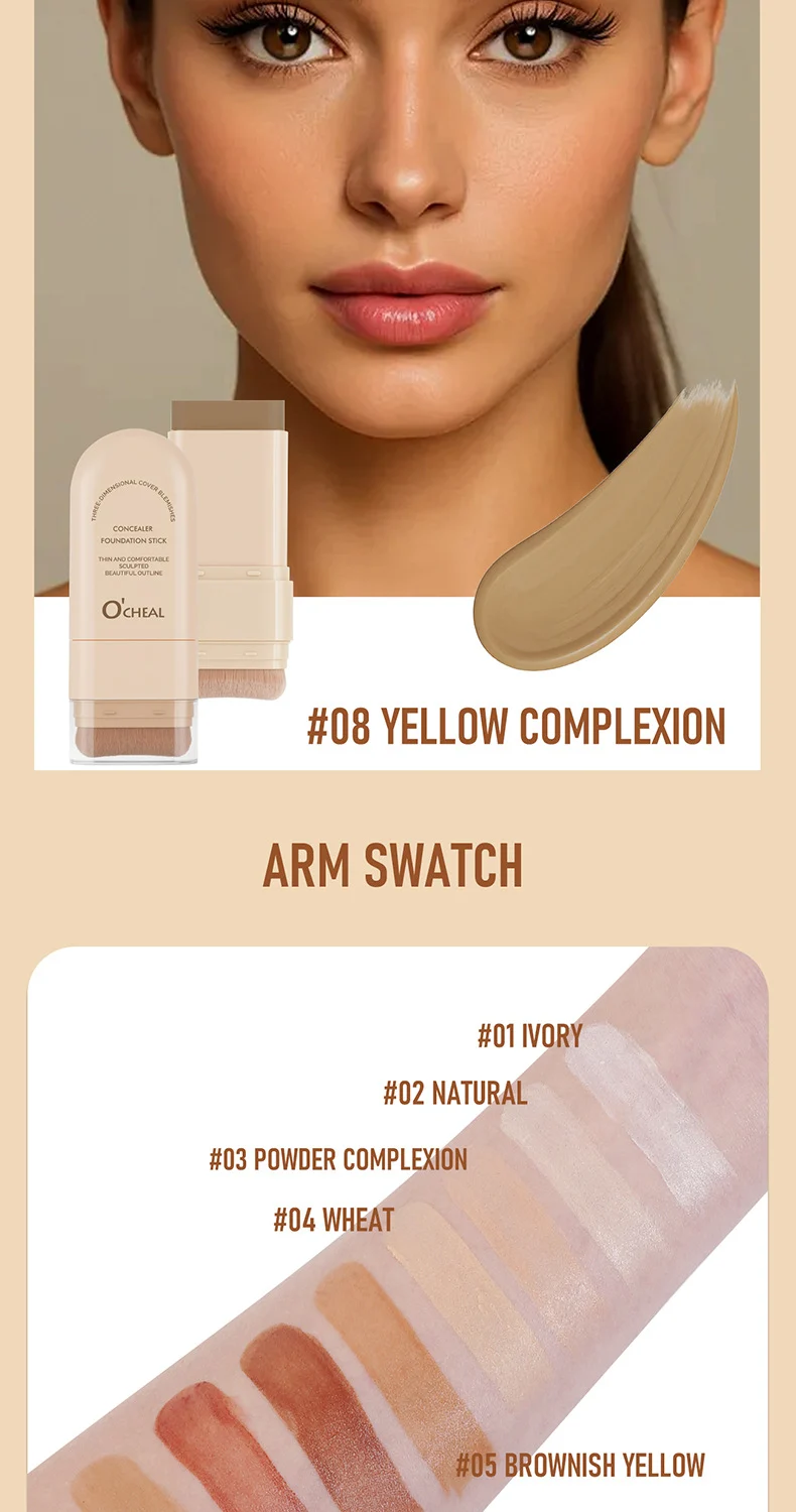 Concealer Foundation Stick Full Coverage Long Lasting with Brush for Blemish & Spot Cover 14 concealer foundation stick full coverage with brush sit hsqq5tmv desc 14
