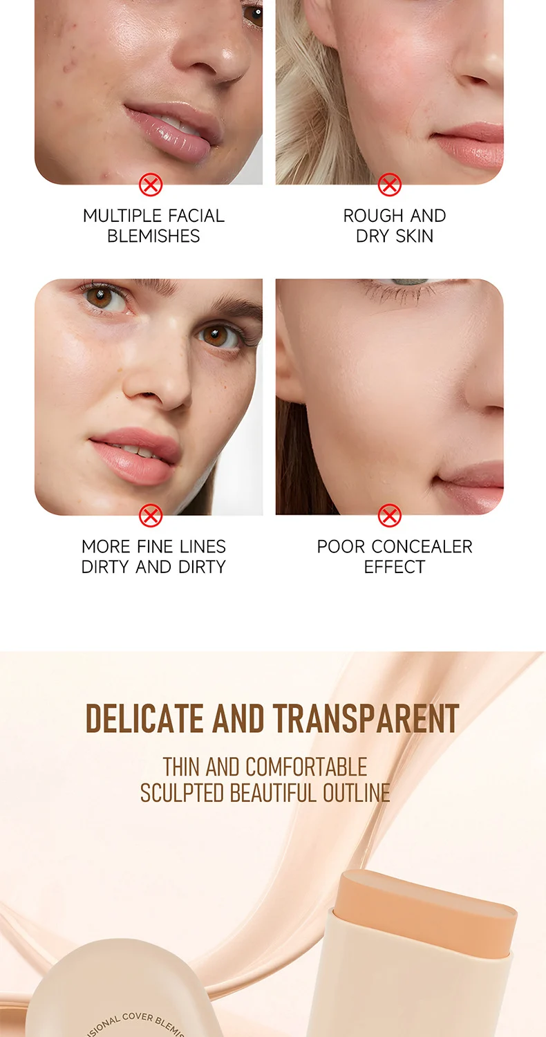 Concealer Foundation Stick Full Coverage Long Lasting with Brush for Blemish & Spot Cover 2 concealer foundation stick full coverage with brush sit hsqq5tmv desc 2