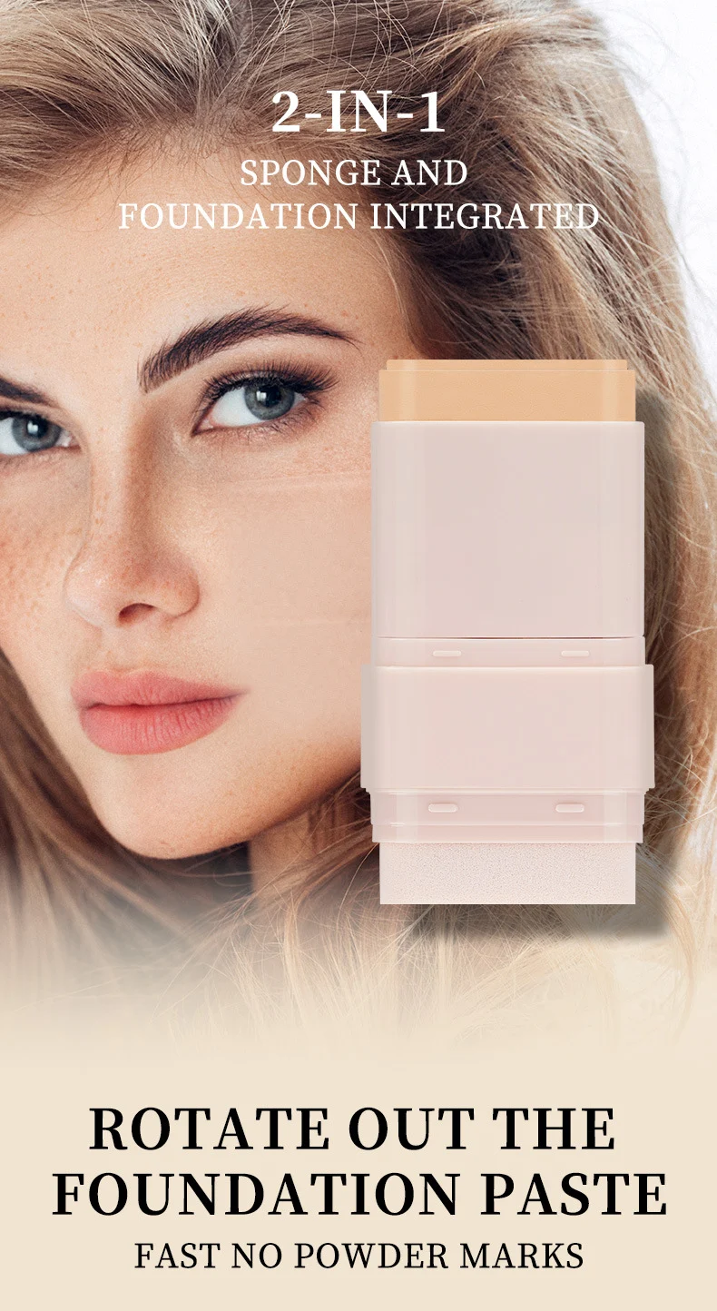 Concealer Foundation Stick Waterproof Lightweight Foundation Cream Stick with Built-in Sponge 2 concealer foundation stick sit 5w435xtc desc 2