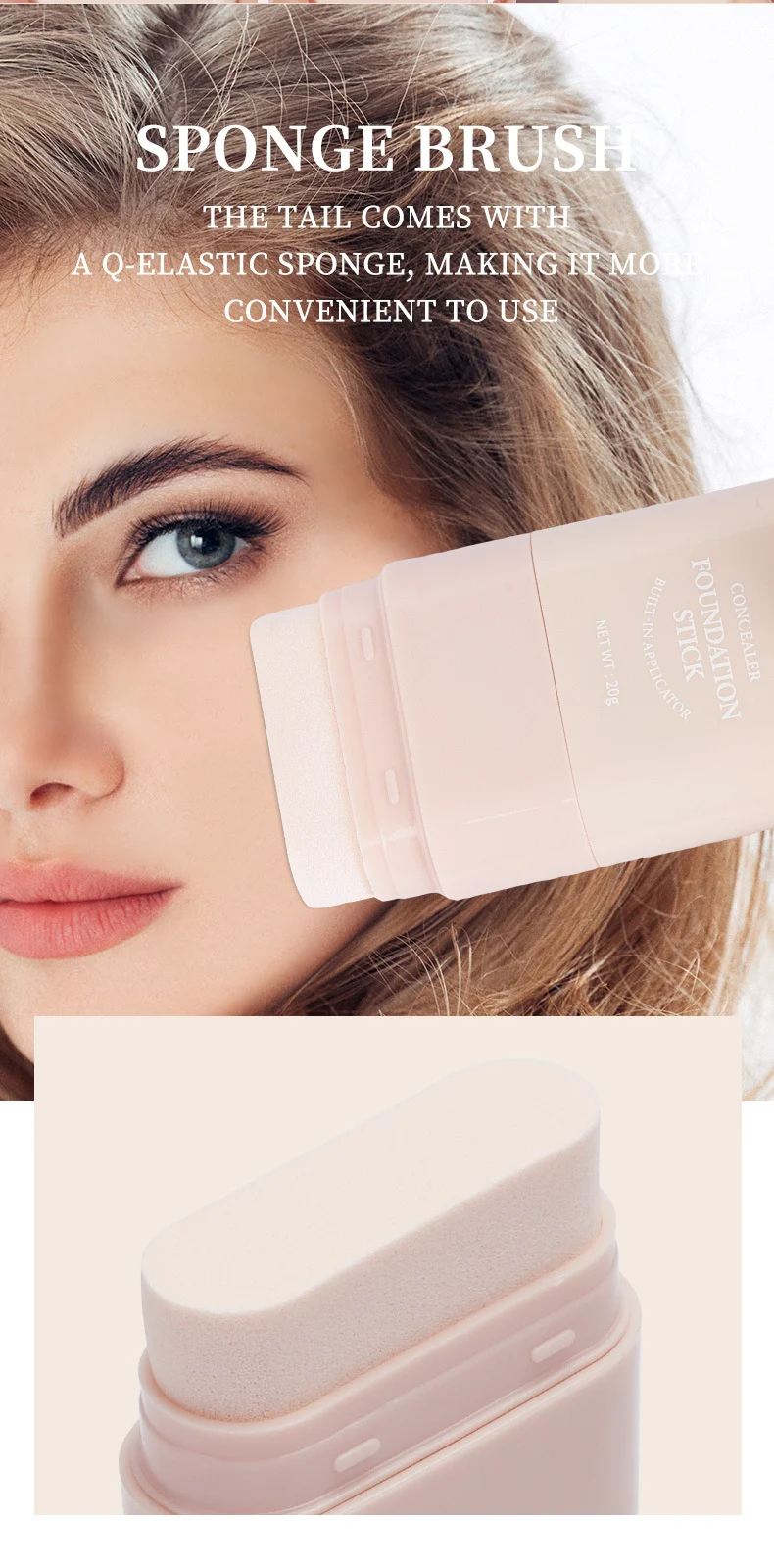 Concealer Foundation Stick Waterproof Lightweight Foundation Cream Stick with Built-in Sponge 4 concealer foundation stick sit 5w435xtc desc 4