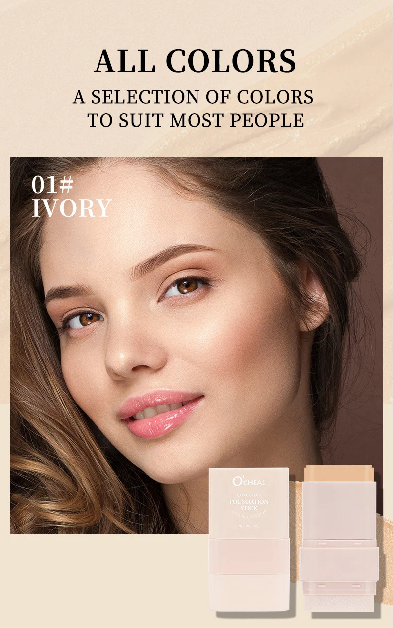 Concealer Foundation Stick Waterproof Lightweight Foundation Cream Stick with Built-in Sponge 5 concealer foundation stick sit 5w435xtc desc 5