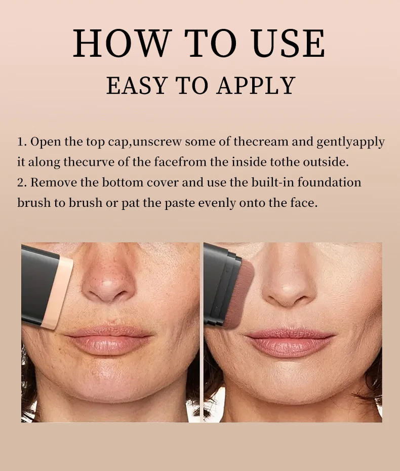 O'CHEAL Concealer Foundation Stick, Waterproof Long-Lasting, with Built-in Brush 12 concealer foundation stick sit gx2vgq9d desc 12