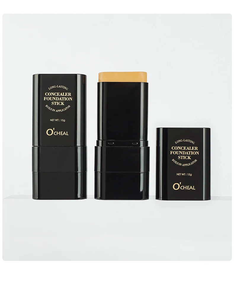 O'CHEAL Concealer Foundation Stick, Waterproof Long-Lasting, with Built-in Brush 15 concealer foundation stick sit gx2vgq9d desc 15